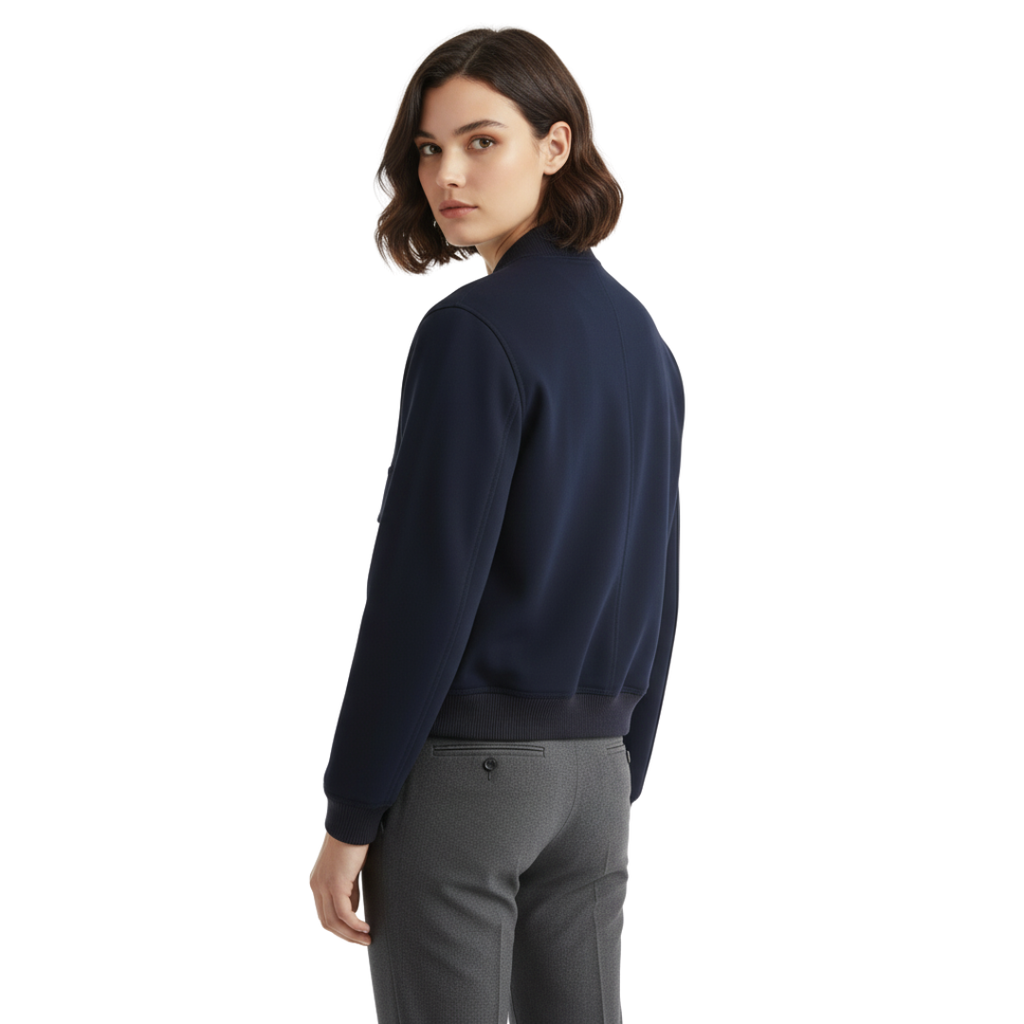 Damen Cropped Bomberjacke – Minimalistische Soft-Touch Reißverschlussjacke