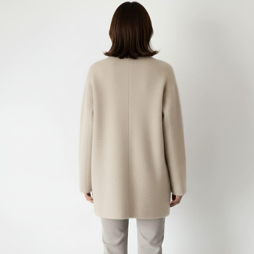 Damen langer Strickmantel – Weiche, geknöpfte Strickjacke