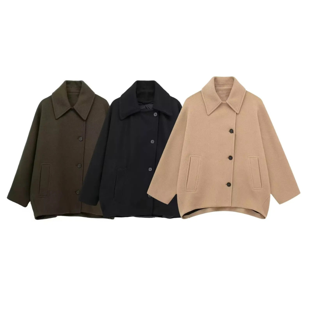 Mantel Damen aus Wollmischung mit Umlegekragen & Taschen – Lumière Court Coat