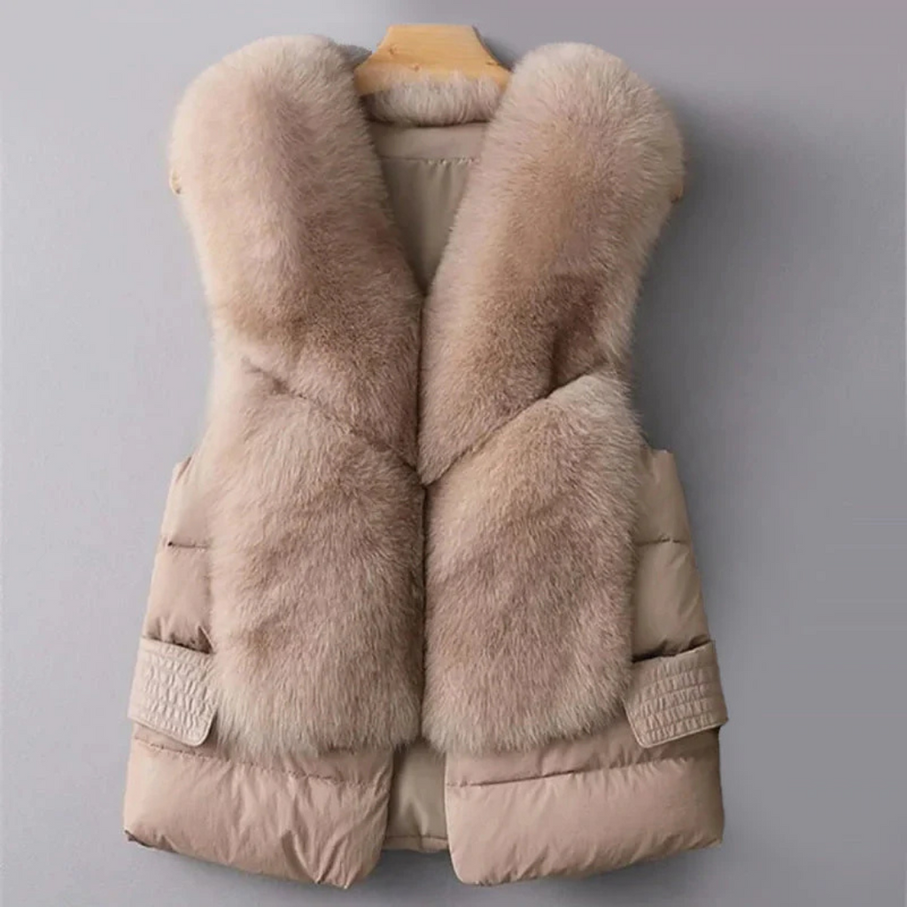 Pullover Damen Weste mit Kunstfell & elegantem Coatigan-Stil – WinterFur Vest
