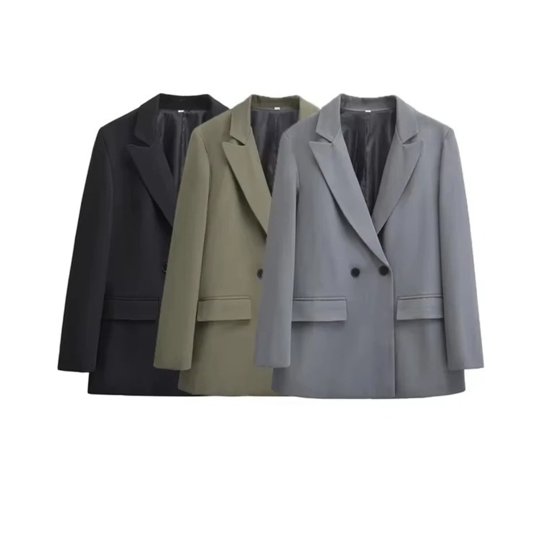 Mantel Damen mit Doppelreiher & Reverskragen – ClassyForm Blazerjacke