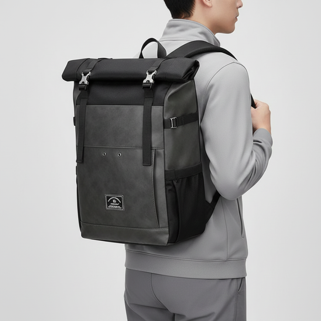 Rolltop-Rucksack mit großem Fassungsvermögen