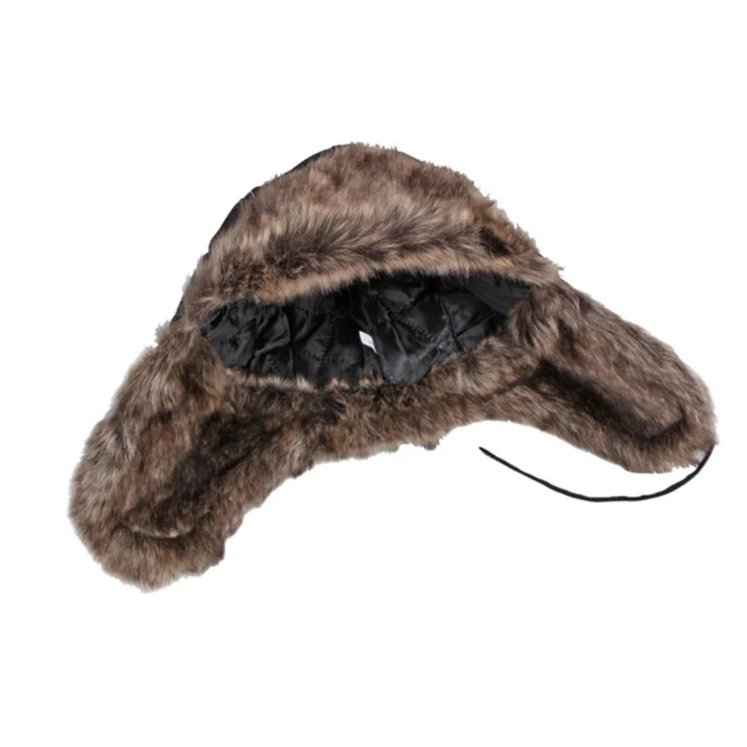 Mütze Damen aus Veganer Lederoptik mit Warmem Kunstfell & Ohrenklappen – FrostGuard Trapper Hat