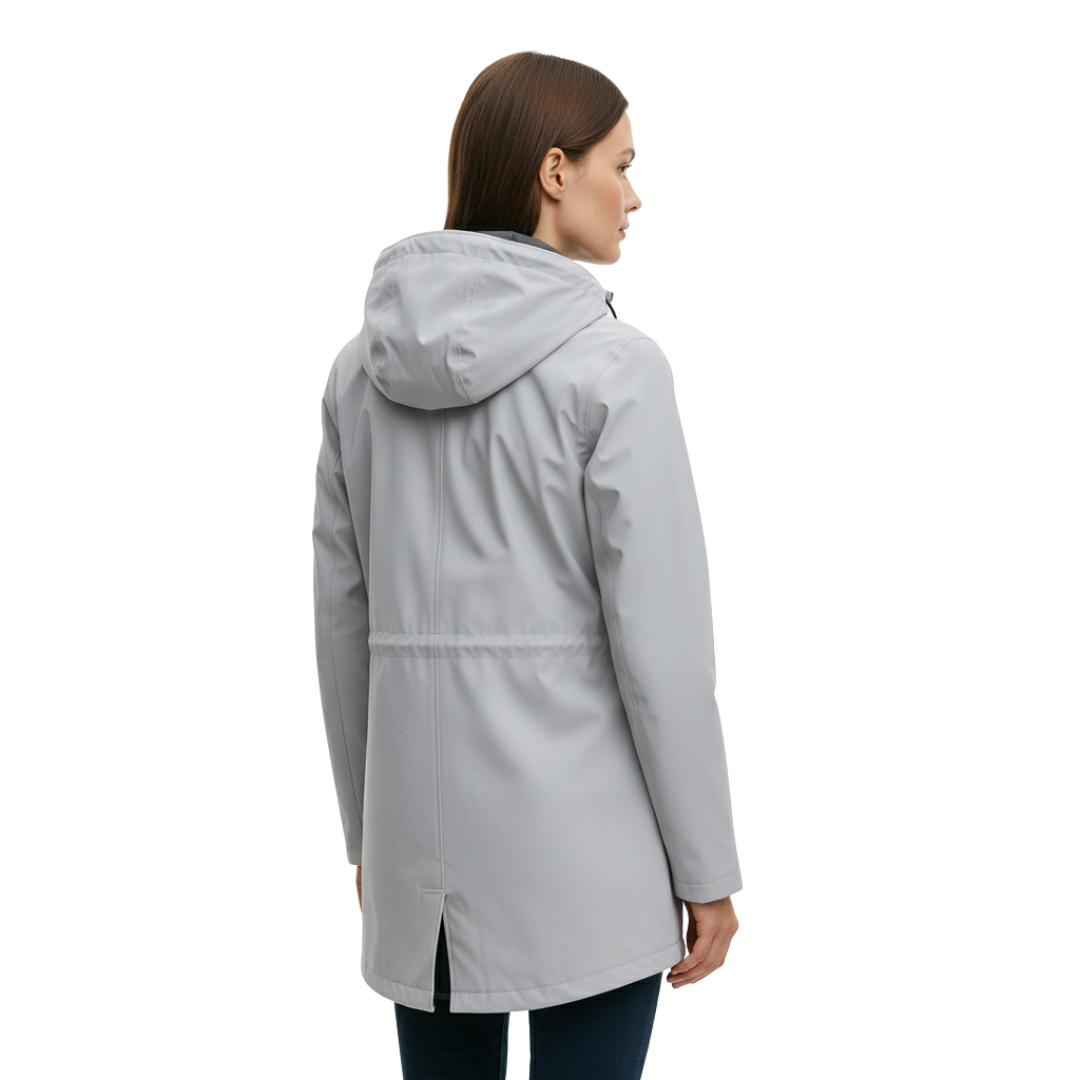 Damen langer Regenmantel mit Kapuze – Leichte winddichte Jacke mit Taschen