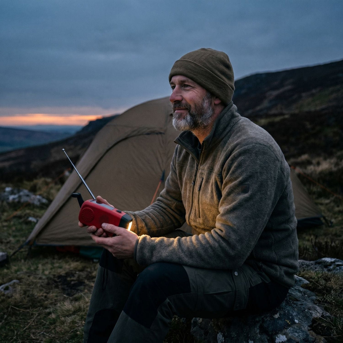 Notfall-Kurbelradio mit Solar- und USB-Aufladung sowie Taschenlampe