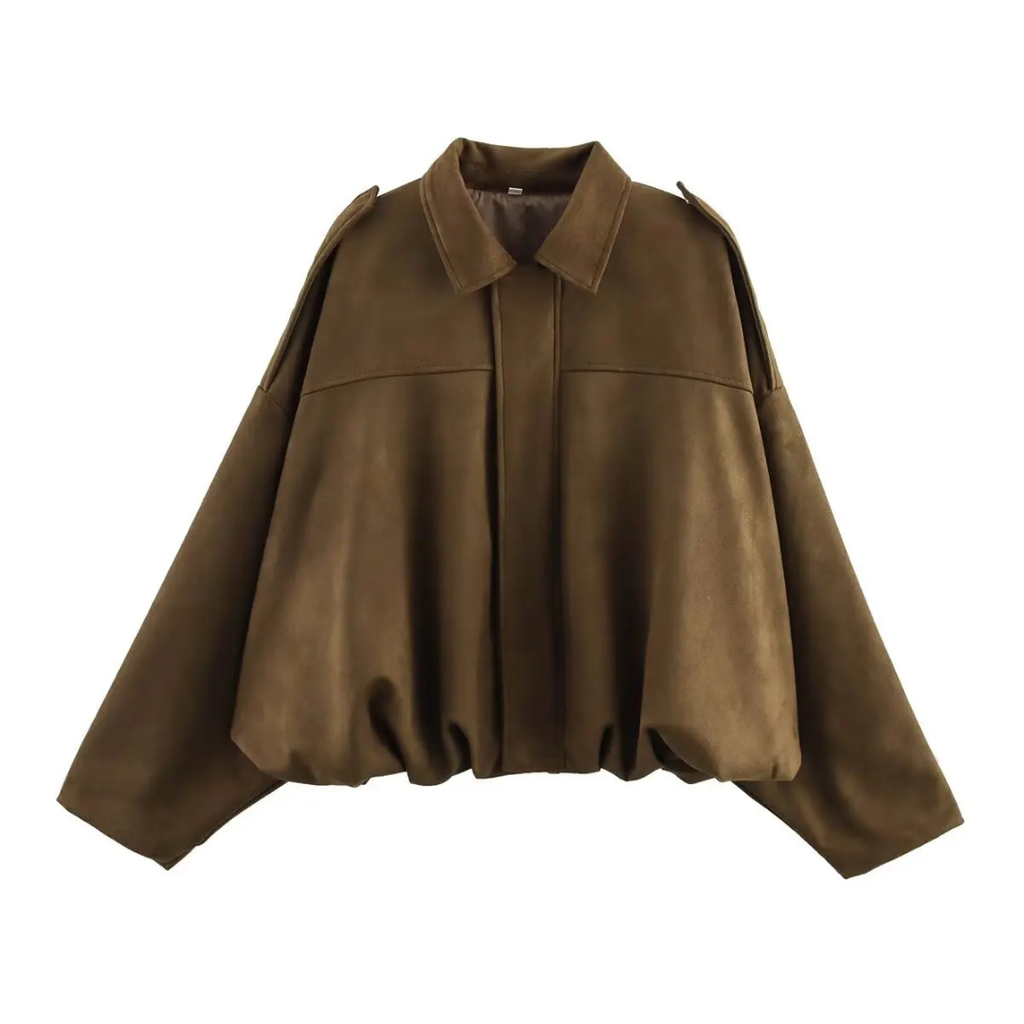 Mantel Damen im Bomberstil mit Reißverschluss & Umlegekragen – VelvetEase Jacket