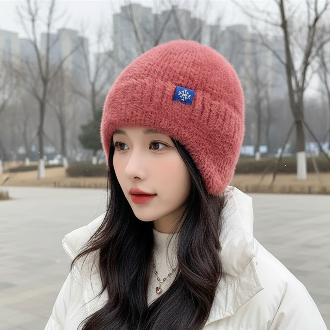 Mütze Damen mit Ohrenschutz & weichem Strick – SnowWarm Knit Cap