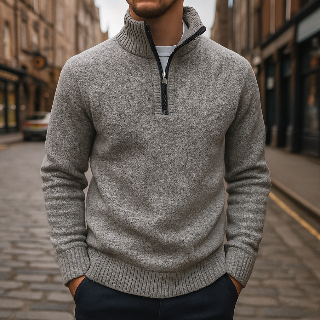 MerinoEdge Strickpullover mit Halb-Reißverschluss