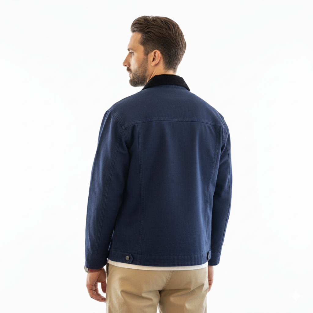 Canvas-Arbeitsjacke für Herren mit Cordkragen – Utility Zip Jacke