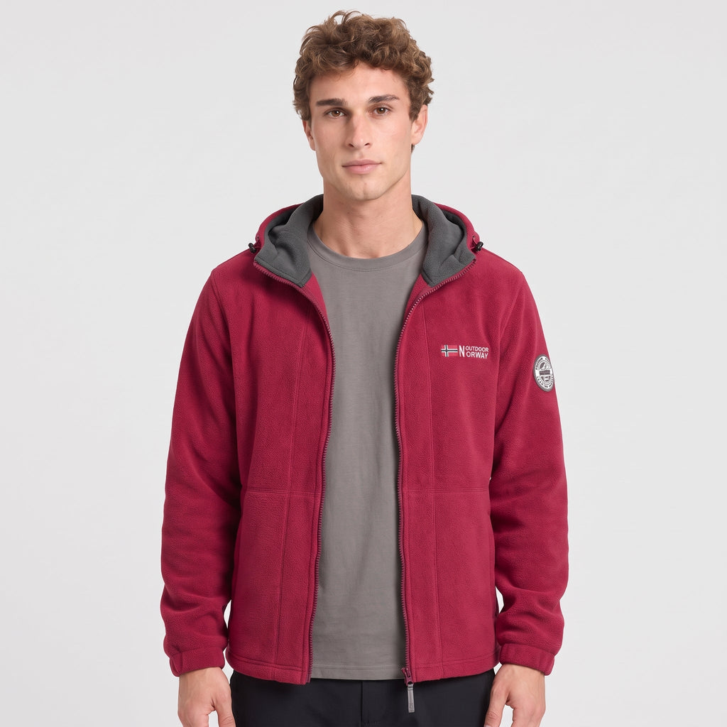 Herren Fleecejacke winddicht – mit Kapuze für Wandern und Spaziergänge