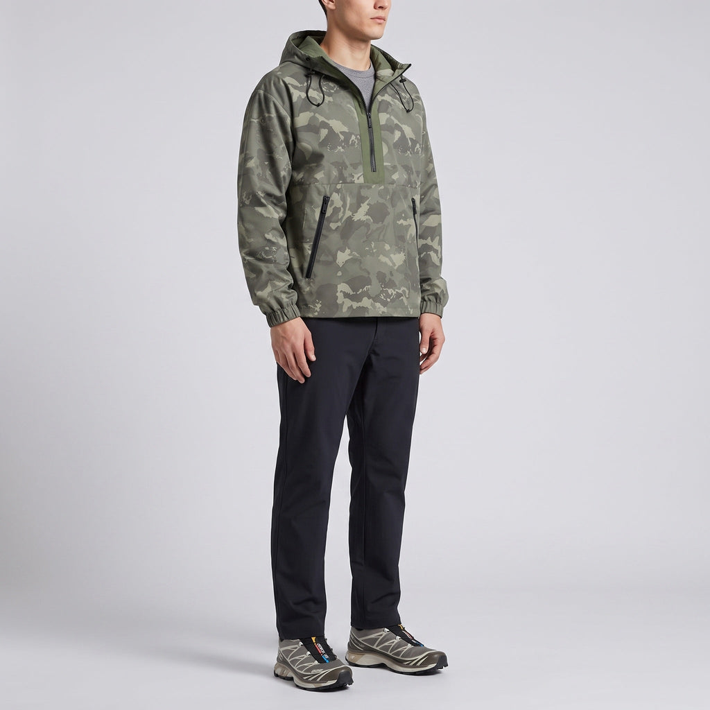 Herren Camo-Windbreaker – leichter Anorak mit Kapuze, Half-Zip