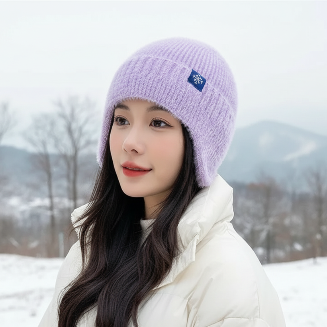 Mütze Damen mit Ohrenschutz & weichem Strick – SnowWarm Knit Cap