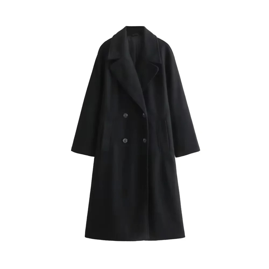 Mantel Damen Oversized mit Doppelreiher & Taschen – Nordveil Woolen Coat