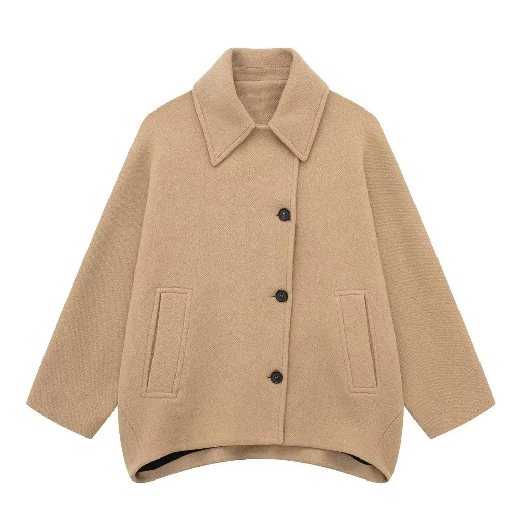 Mantel Damen aus Wollmischung mit Umlegekragen & Taschen – Lumière Court Coat