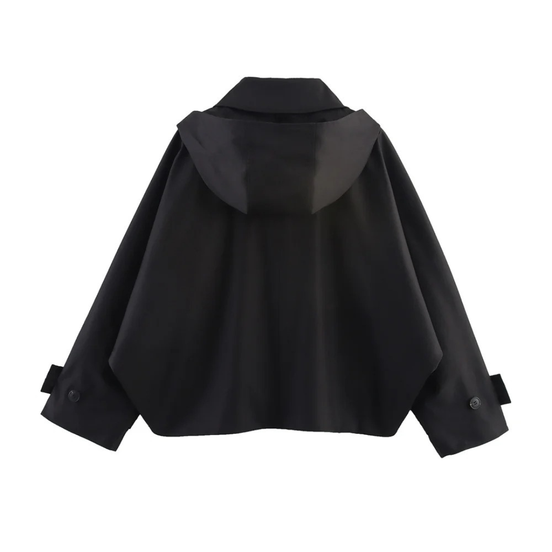 Mantel Damen mit Kapuze & Einreihigem Verschluss – UrbanEase Kurz-Trench