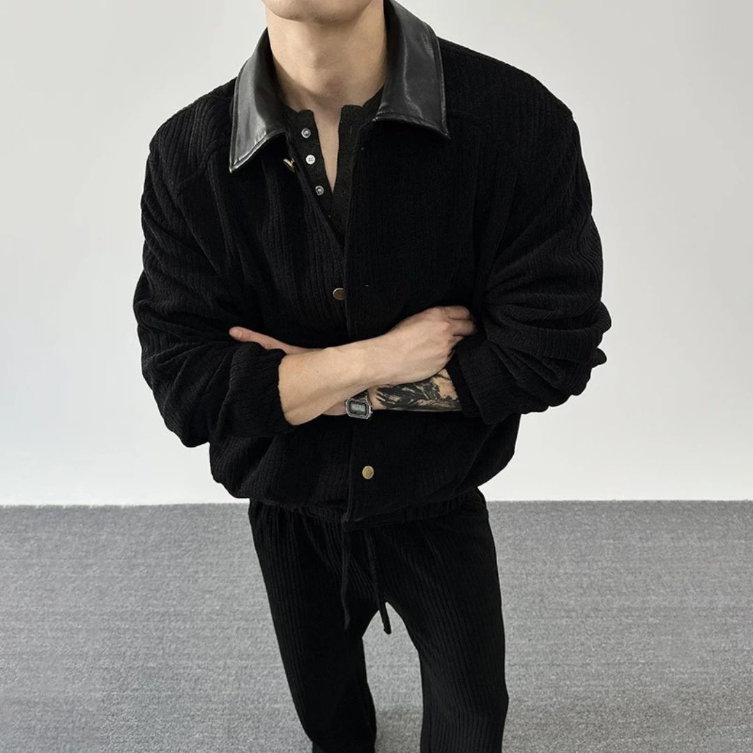Jacke im Casual-Barn-Stil mit Leder-Look-Kragen & Taschen – PFNW Heritage