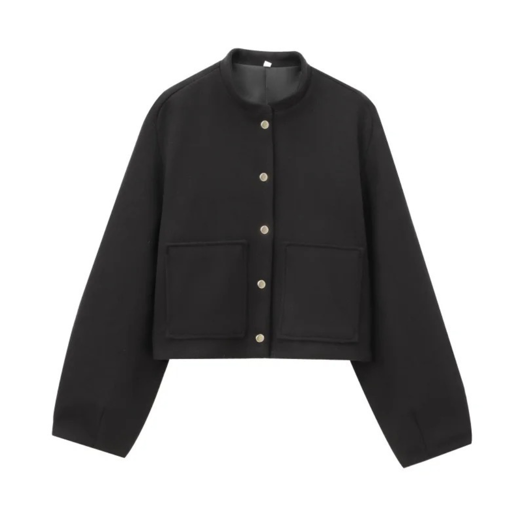 Mantel Damen kurz mit 3D-Schnitt & aufgesetzten Taschen – NovaForm Jacket