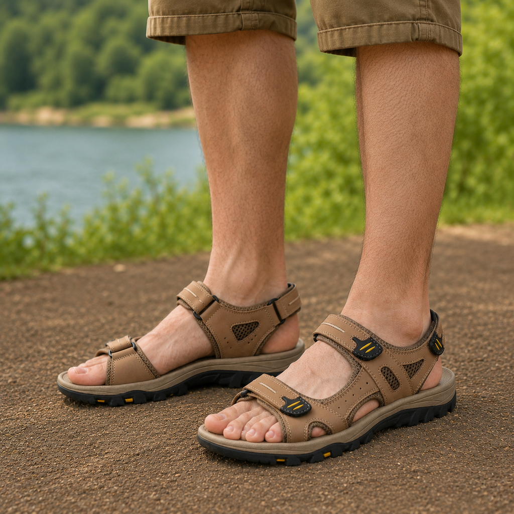 Herrensandalen mit breiter Zehenbox und Fußgewölbestütze