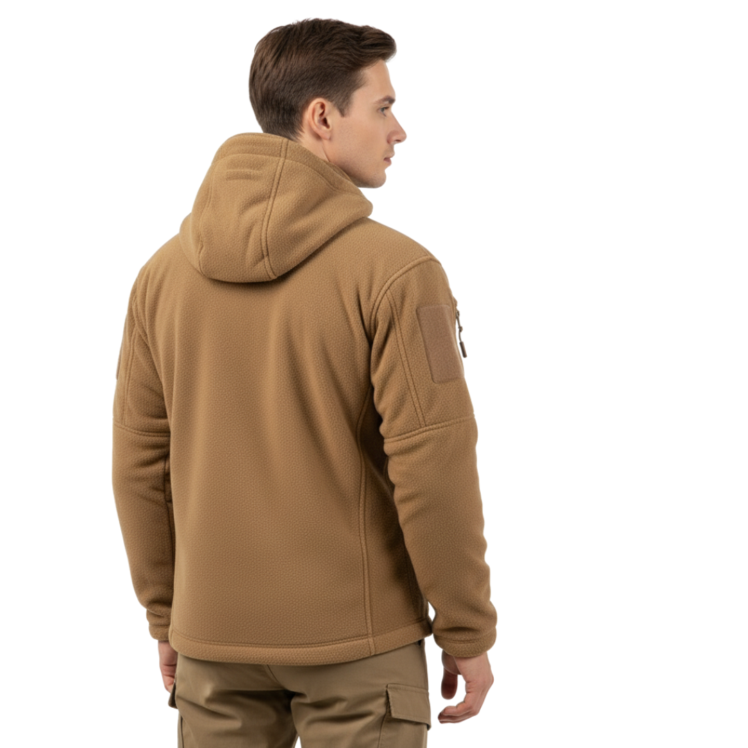 Herren Taktische Fleecejacke – Thermo Outdoor Hoodie mit Reißverschlusstaschen