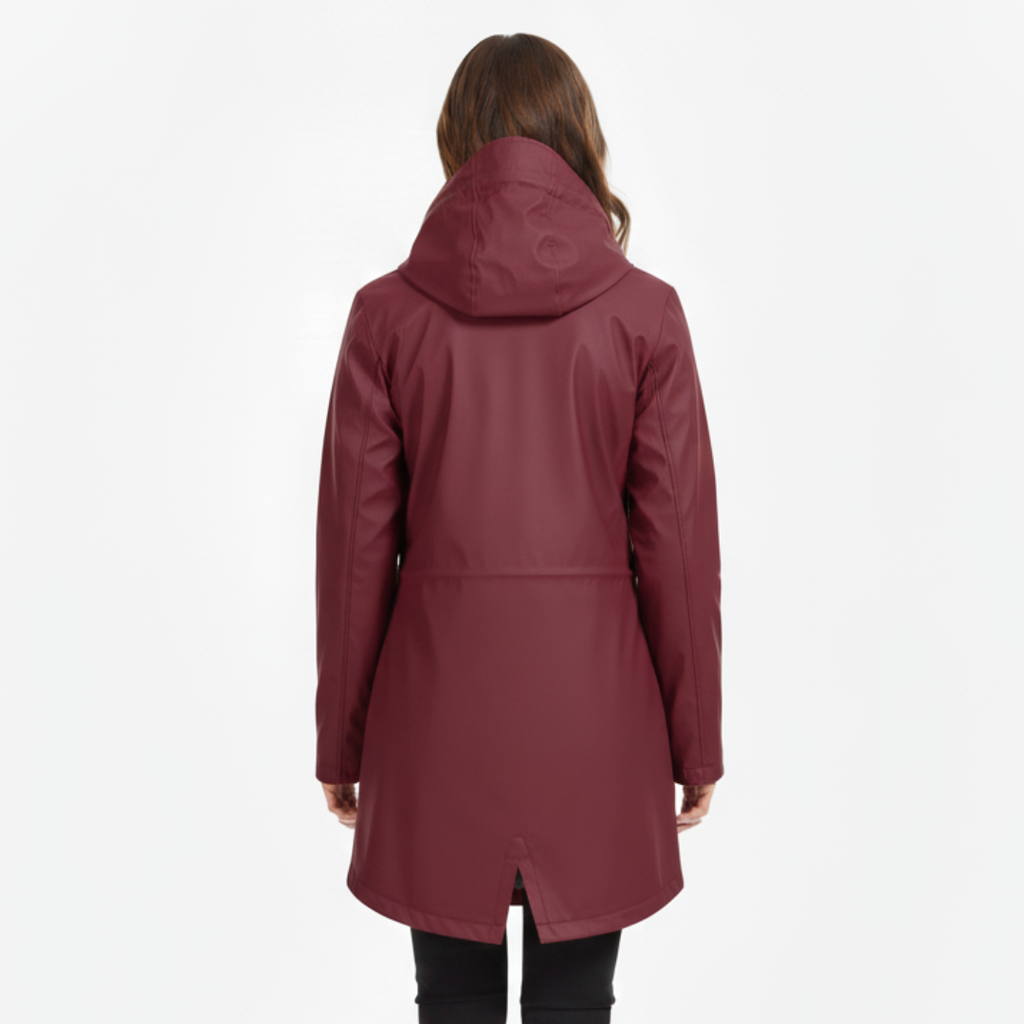 Damenmantel mit Fleece-Futter und Kapuze – Warme Winter-Regenjacke