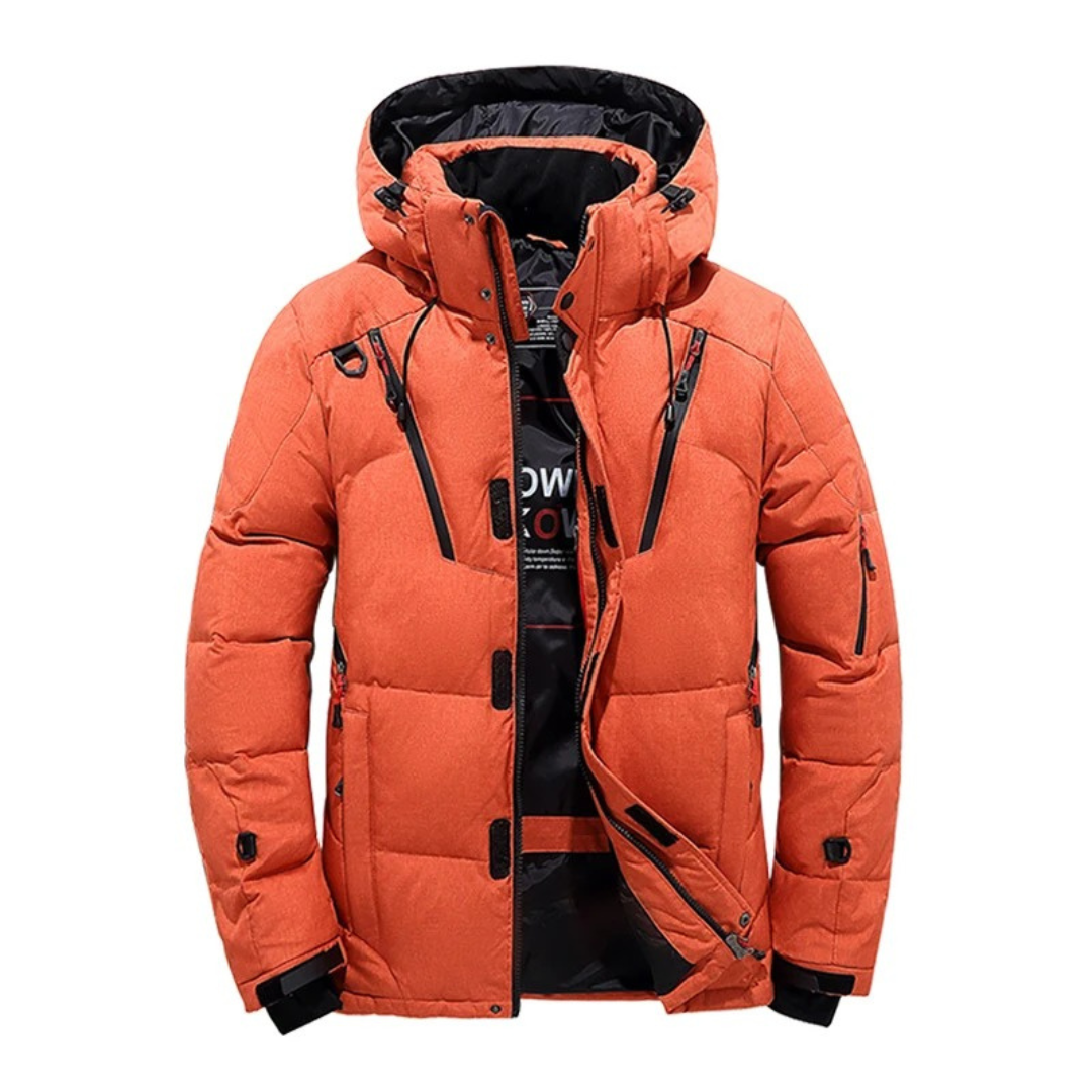 Daunenjacke mit abnehmbarer Kapuze & Windschutz – Nordfell Expedition