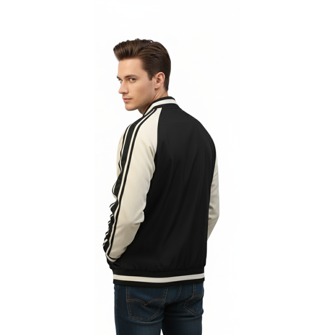 Herren Retro-Trackjacke mit Streifen – Klassische Sportjacke mit Reißverschluss
