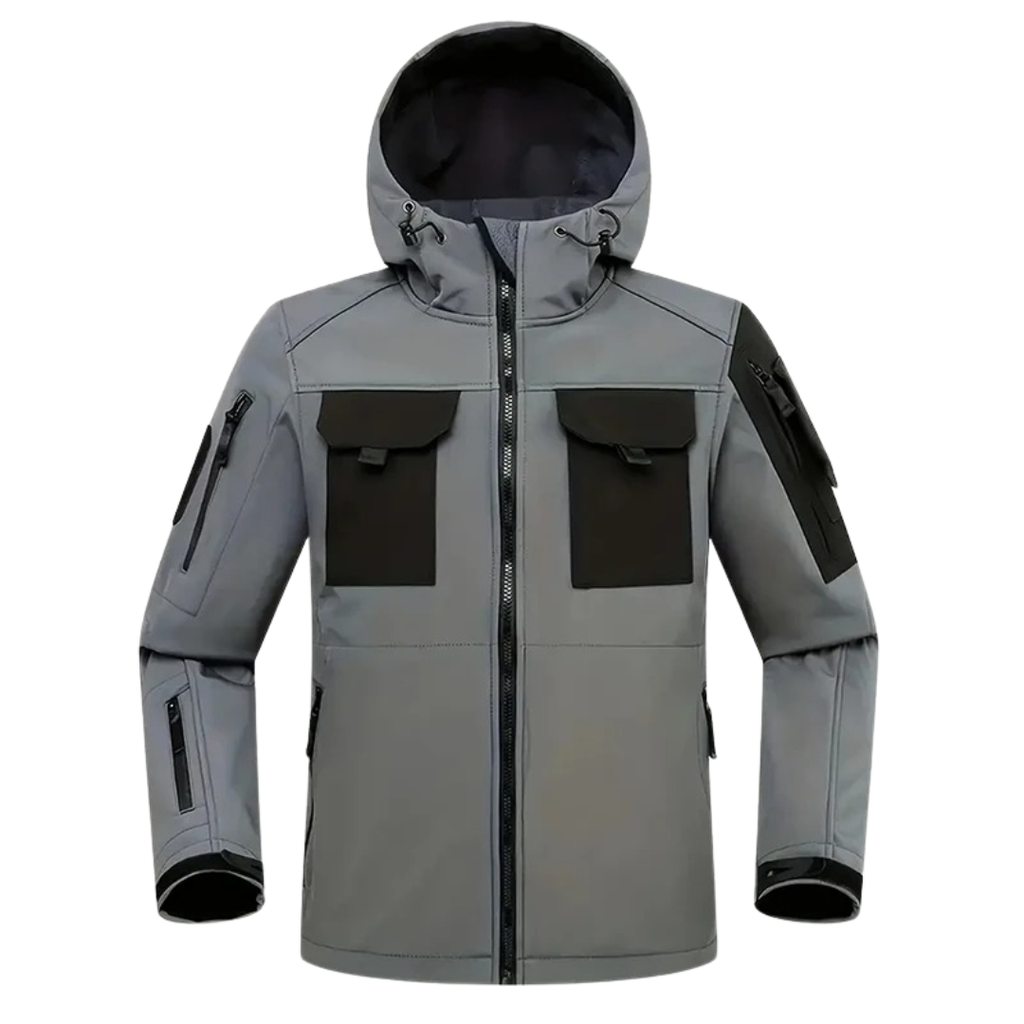 Wasserdichte taktische Fleecejacke für Herren – Winddichte Softshell mit Kapuze
