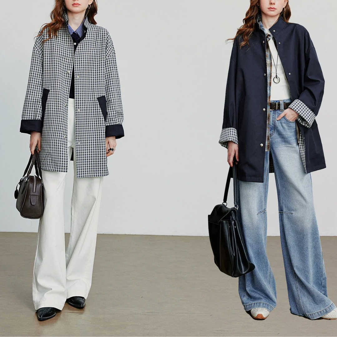 Wendbare Jacke aus Polyester mit Karoseite – UrbanEase Trench