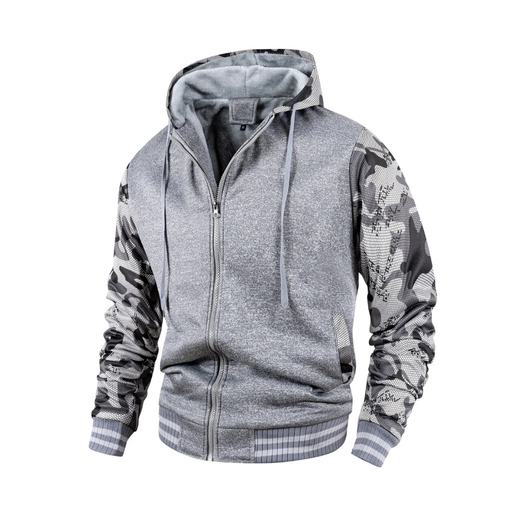 Herren-Fleecejacke mit Wollfutter – Warme Winter-Kapuzenjacke mit Reißverschluss