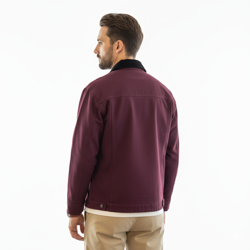 Canvas-Arbeitsjacke für Herren mit Cordkragen – Utility Zip Jacke