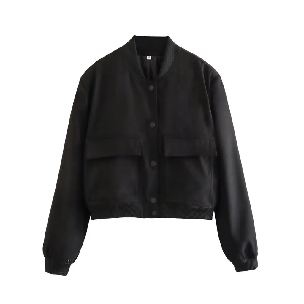 Mantel Damen mit V-Ausschnitt & Pattentaschen – Vellora Bomberjacke