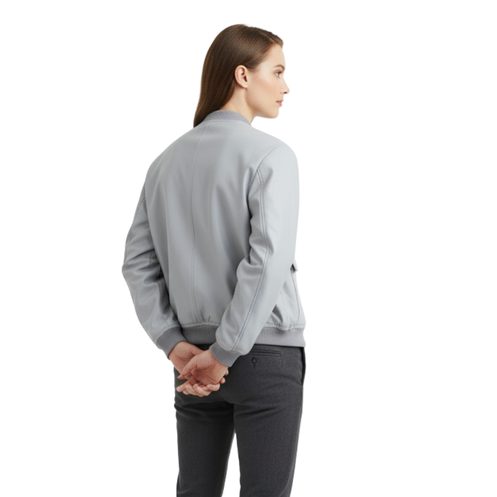 Damen Cropped Bomberjacke – Minimalistische Soft-Touch Reißverschlussjacke