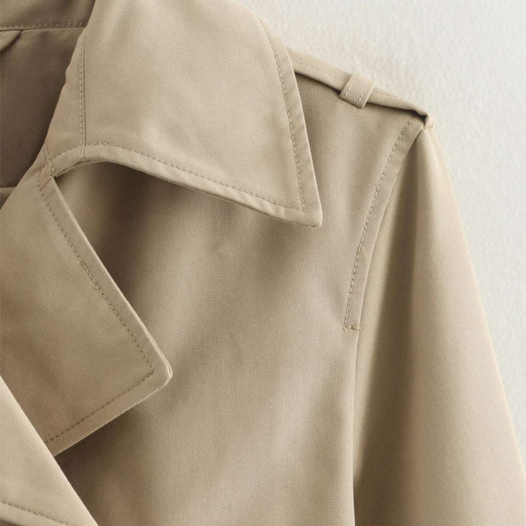 Mantel Damen Kurz Trenchcoat mit Doppelreihe & Streetwear-Design – VintaCropped Coat