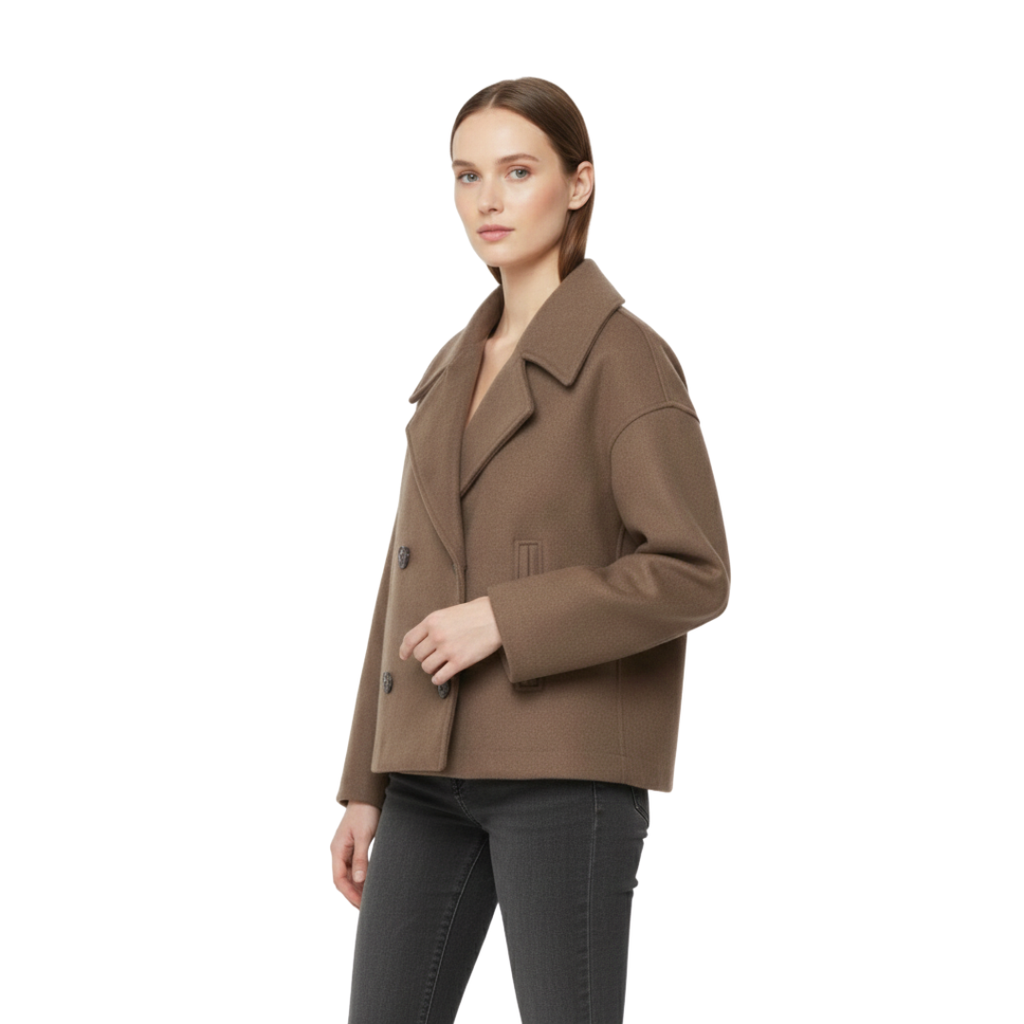 Damen Kurz geschnittener mantel – Vintage Zweireihige Jacke