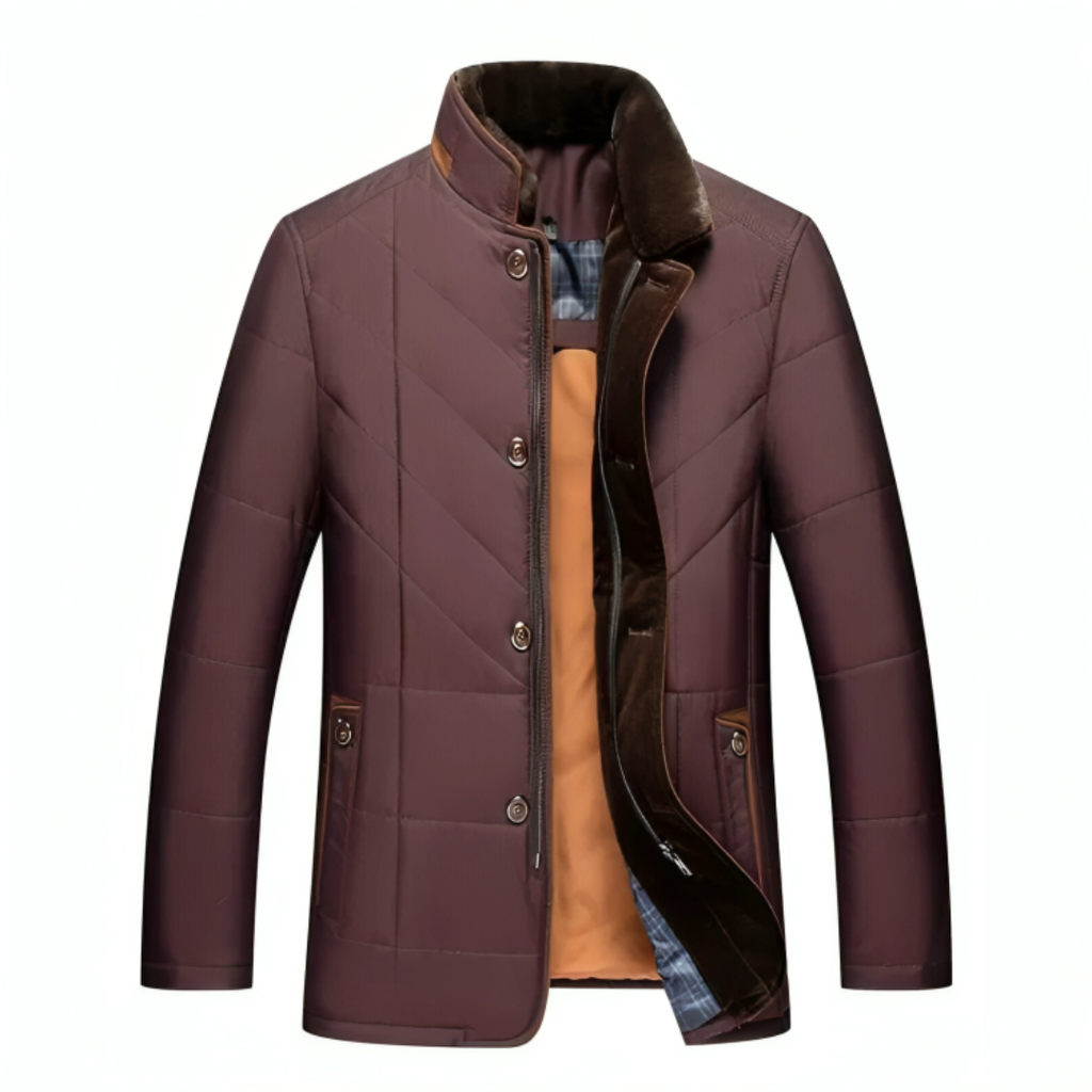 Herren Steppjacke mit Stehkragen – Warmer Gefütterter Wintermantel