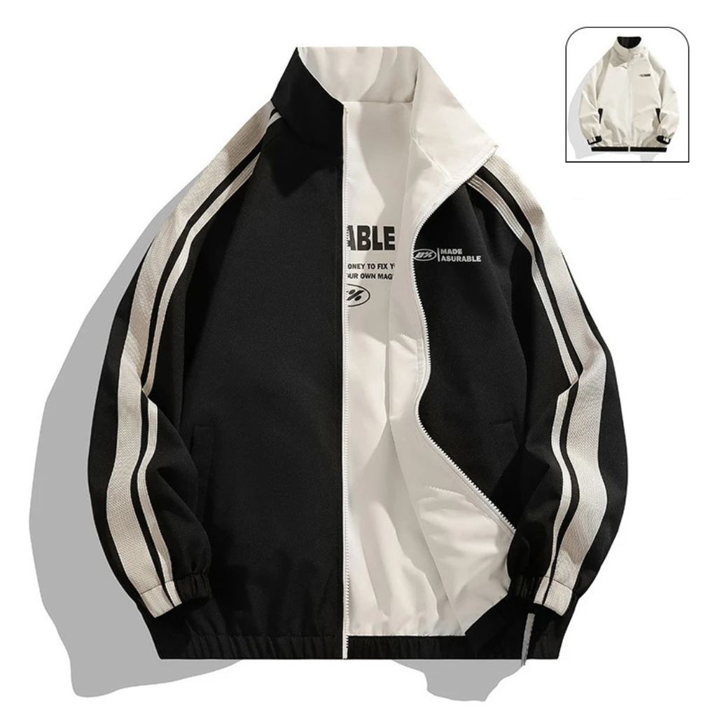 Unisex Winddichte Wende-Trainingsjacke – Reißverschluss-Shell