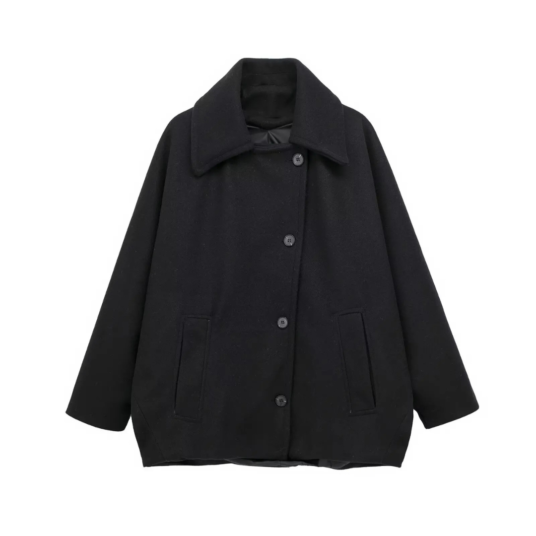 Mantel Damen aus Wollmischung mit Umlegekragen & Taschen – Lumière Court Coat