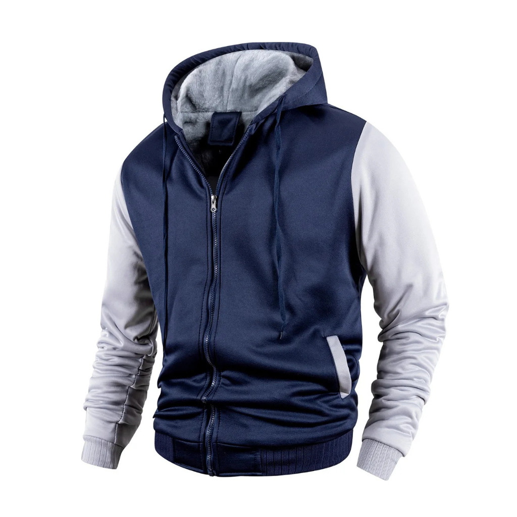 Herren-Fleecejacke mit Wollfutter – Warme Winter-Kapuzenjacke mit Reißverschluss