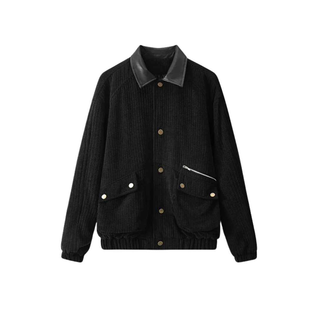 Jacke im Casual-Barn-Stil mit Leder-Look-Kragen & Taschen – PFNW Heritage