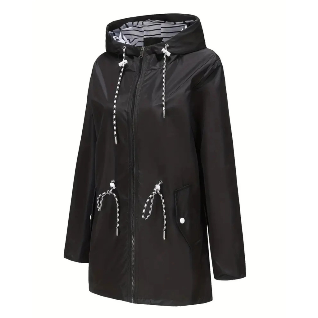 Damen Wasserdichte Leichte Jacke mit Verstellbarer Taille – Regenjacke mit Kapuze