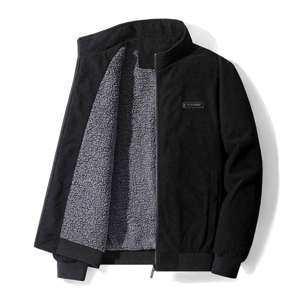 Herren Cordjacke mit Fleecefutter – Warme Winterjacke mit Reißverschluss