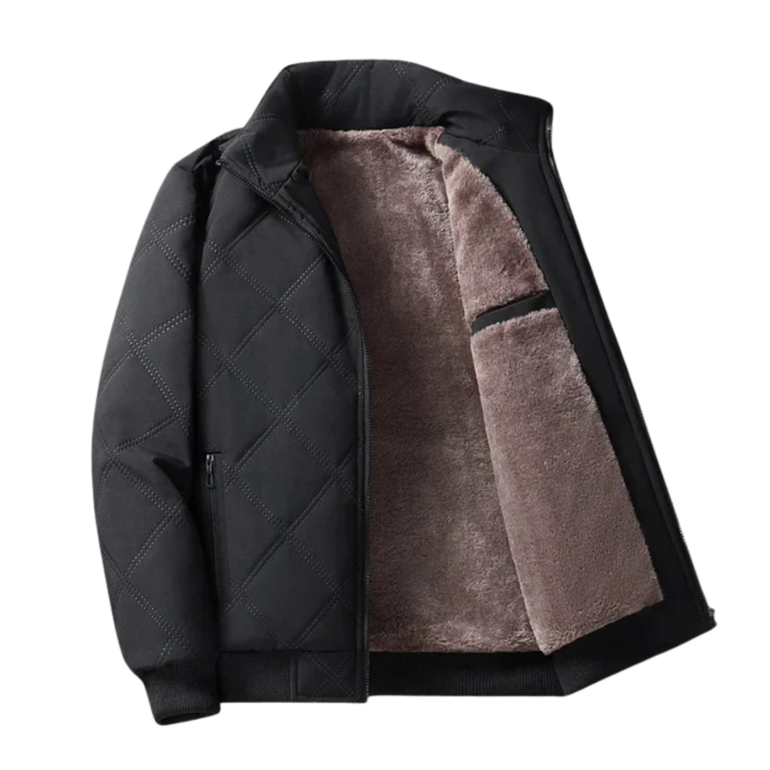 Herren Steppjacke mit Fleece-Futter – Stehkragen Mantel