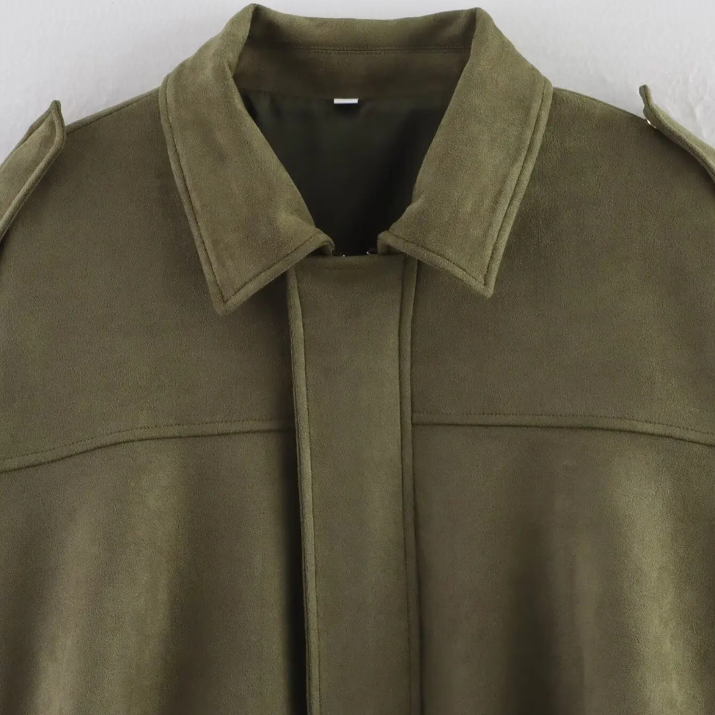 Mantel Damen im Bomberstil mit Reißverschluss & Umlegekragen – VelvetEase Jacket