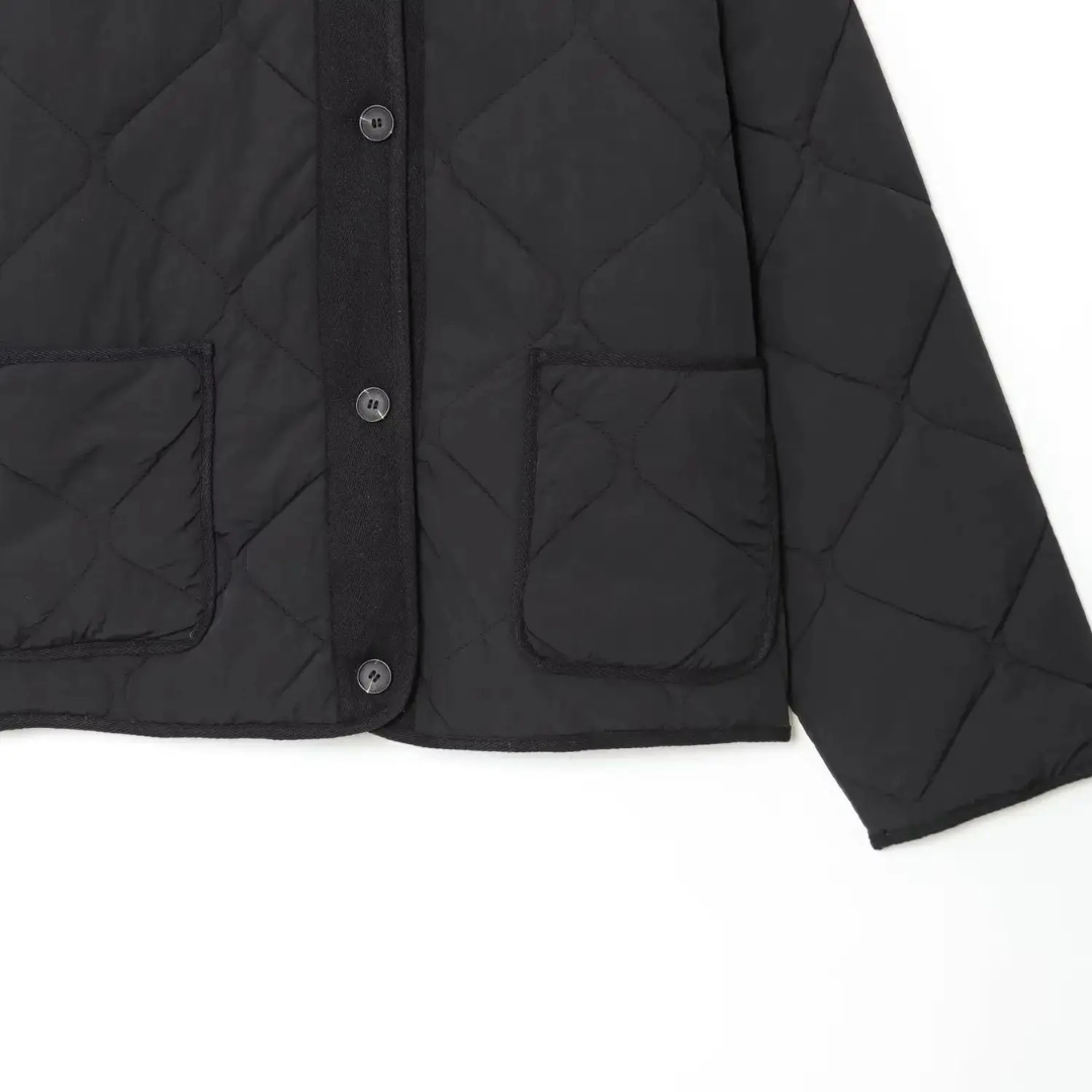 Mantel Damen gesteppte Baumwolljacke mit Taschen & Rundhals – Quiltaura Coat