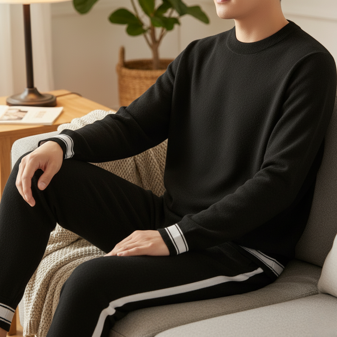 Herren Trainingsanzug – Zweiteiliges Set mit Pullover & Jogginghose | Weicher Strickanzug für Komfort & Stil