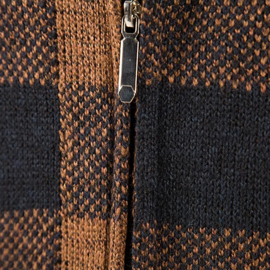 Flanell Pullover mit Kapuze & Reißverschluss – NordWool Check Hoodie