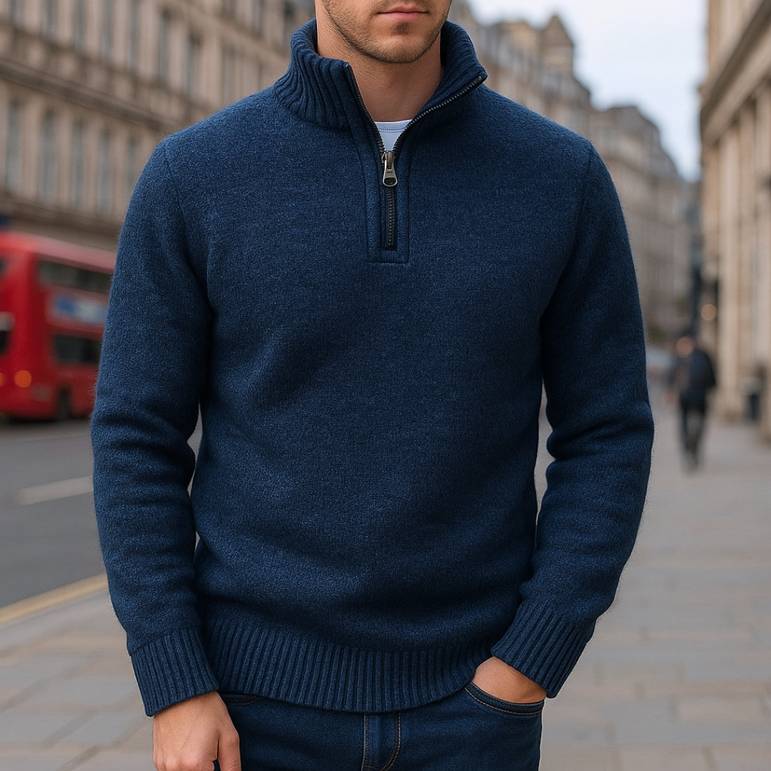 MerinoEdge Strickpullover mit Halb-Reißverschluss