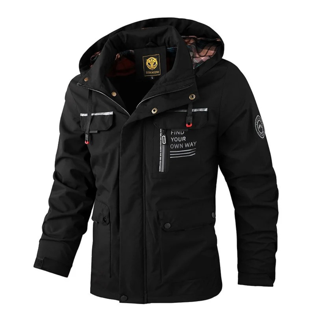 Herren Fleecejacke mit Kapuze – Winddichte Outdoor-Jacke mit Reißverschluss