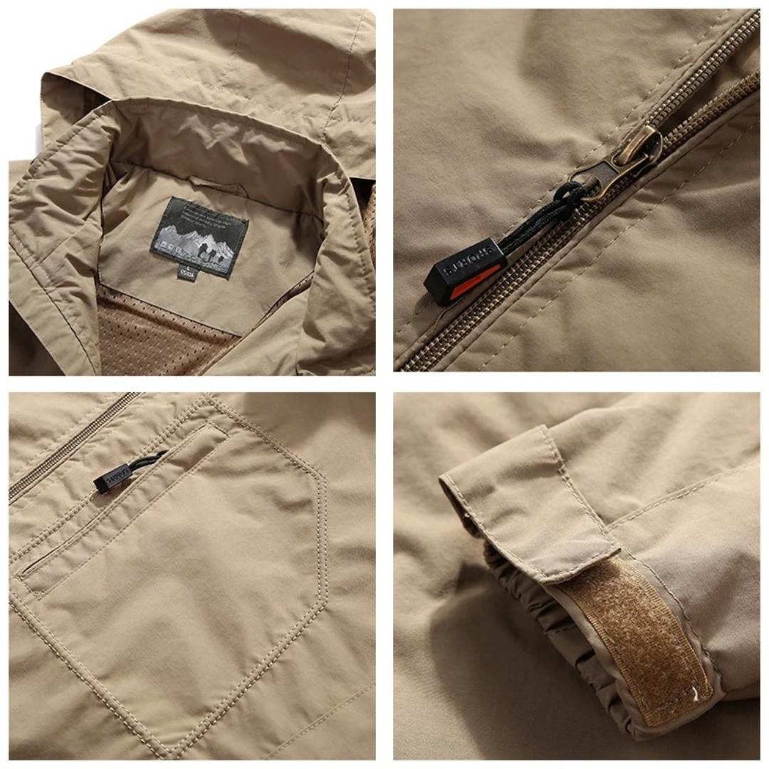 Wasserdichte Softshell-Taktikjacke für Herren – Outdoorjacke mit Kapuze