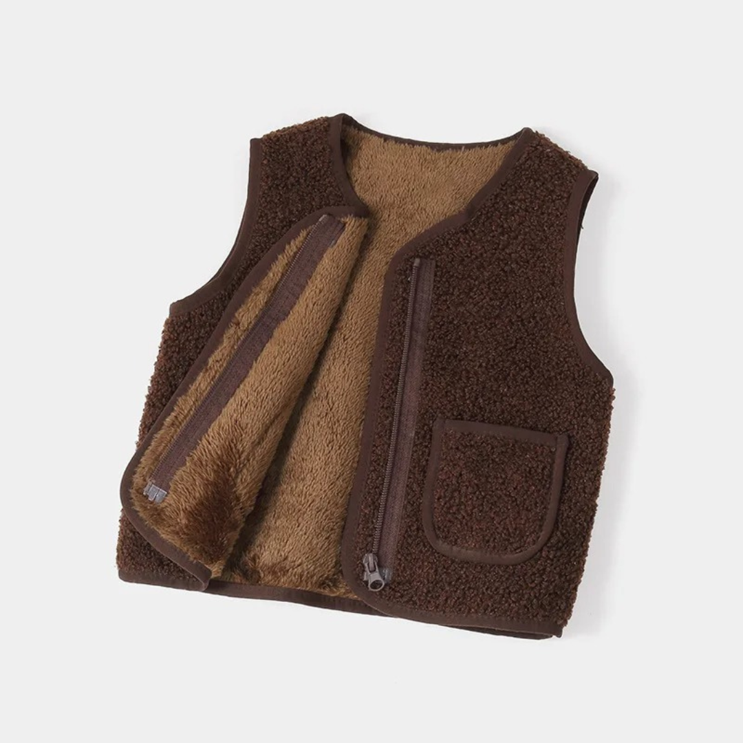 Weste für Kinder mit Reißverschluss & Tasche – CozyBear Vest